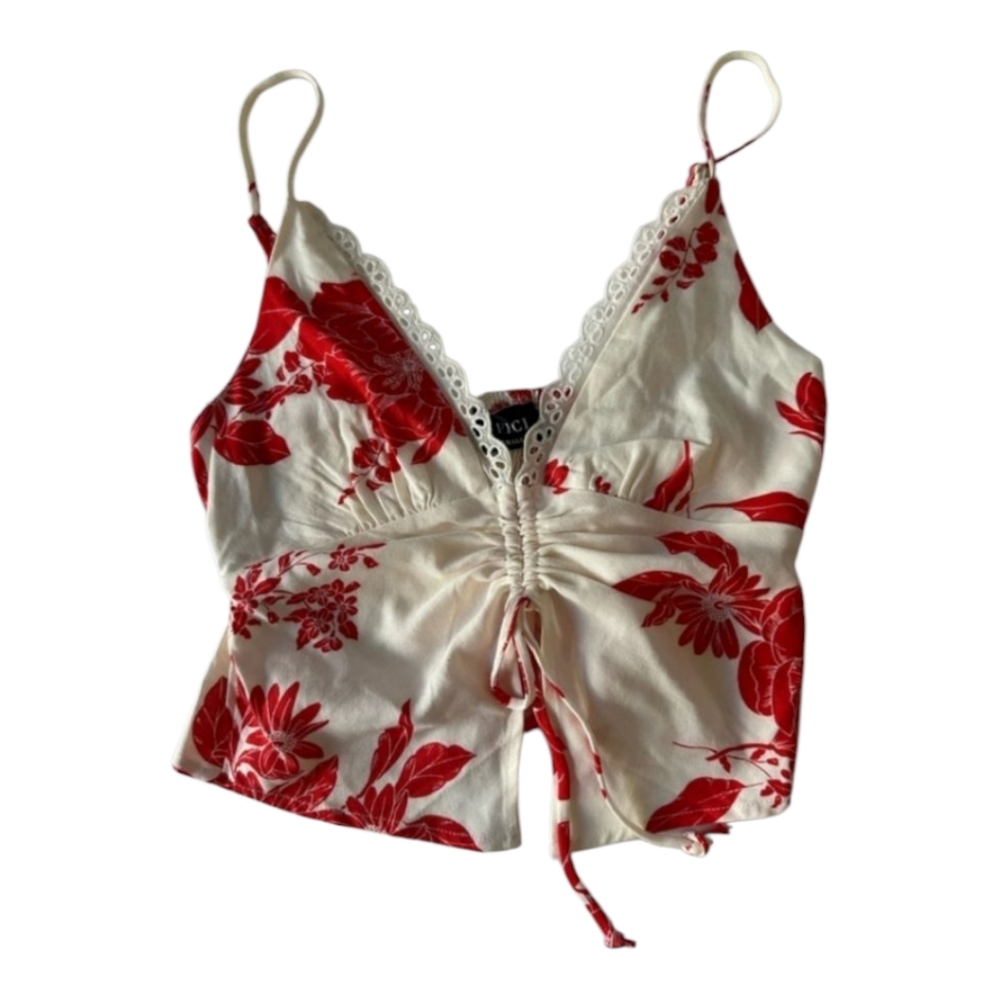 🔥6 FOR $25!🔥Vici! Croptop Gorgeous Floral Red And Cream  Size  Small